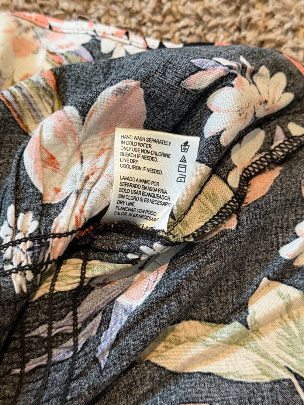 Patrons of Peace Black Pink Floral Smocked Tank S Cottagecore - Picture 7 of 10